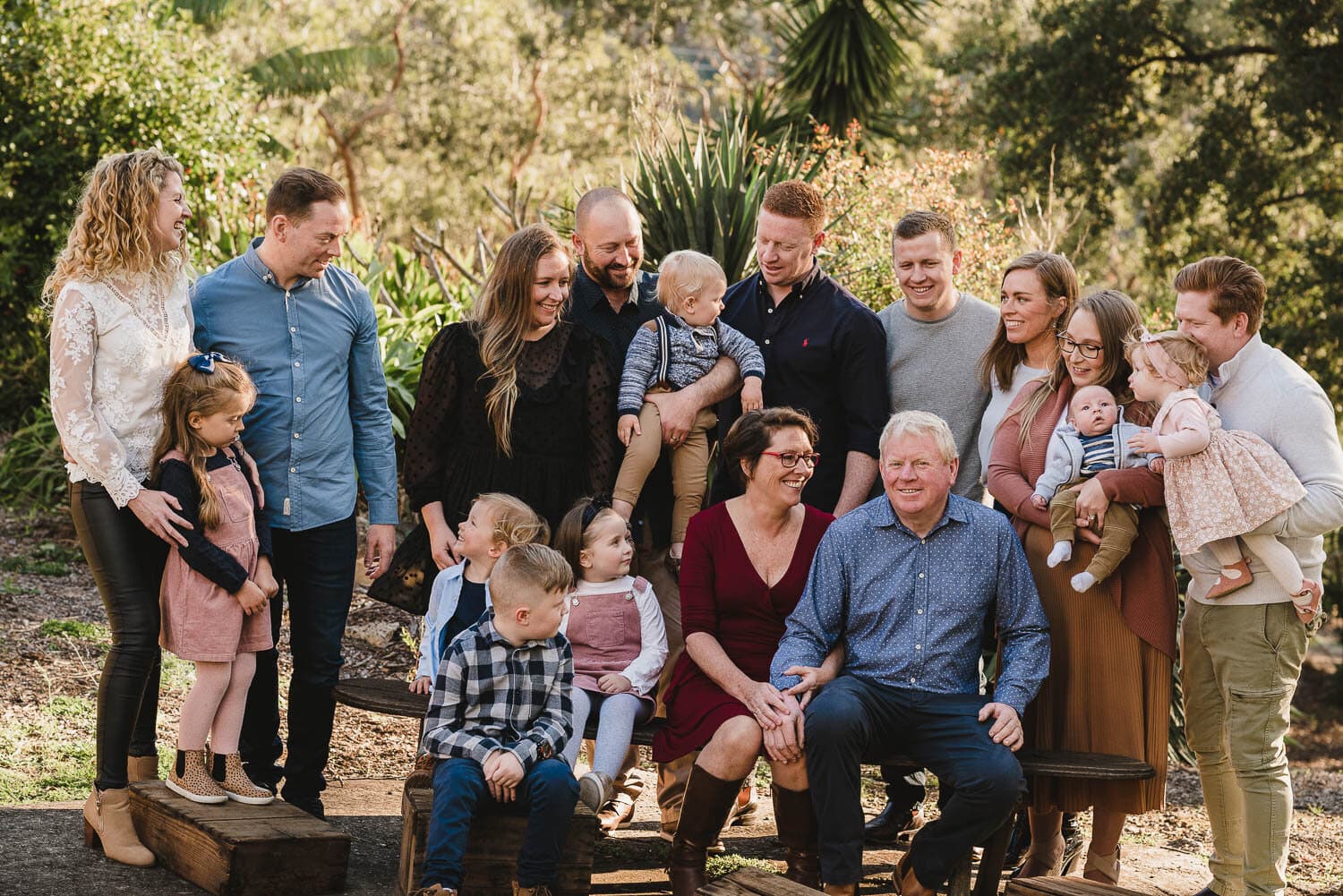 Large extended family gathered together for a group portrait