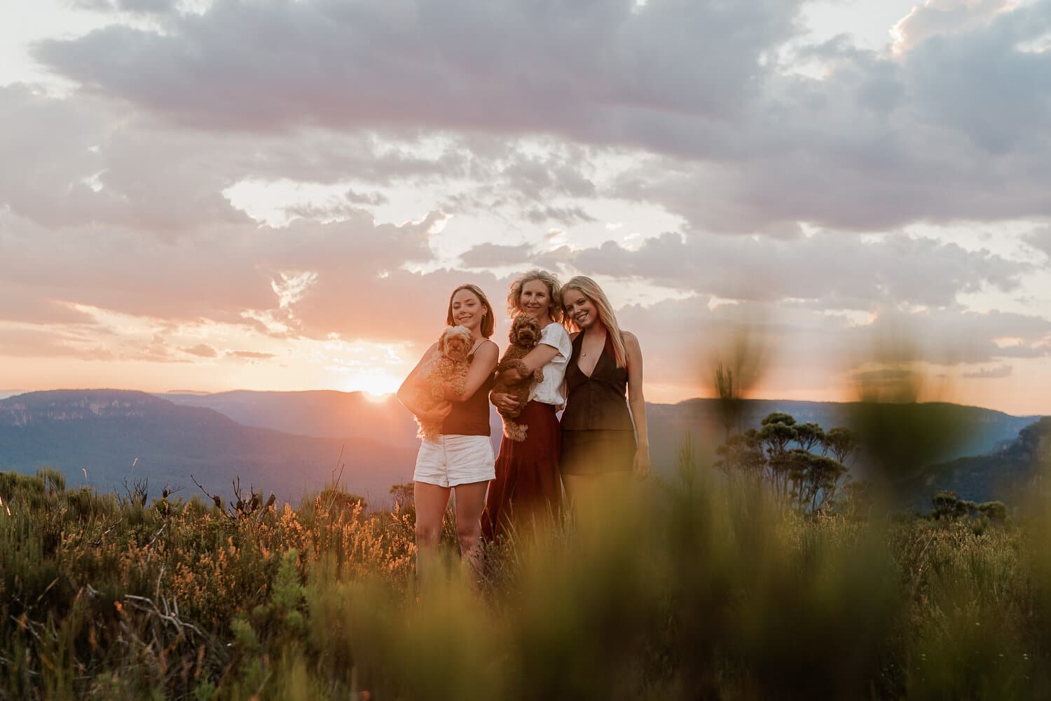 Family at sunset on a Blue Mountains lookout