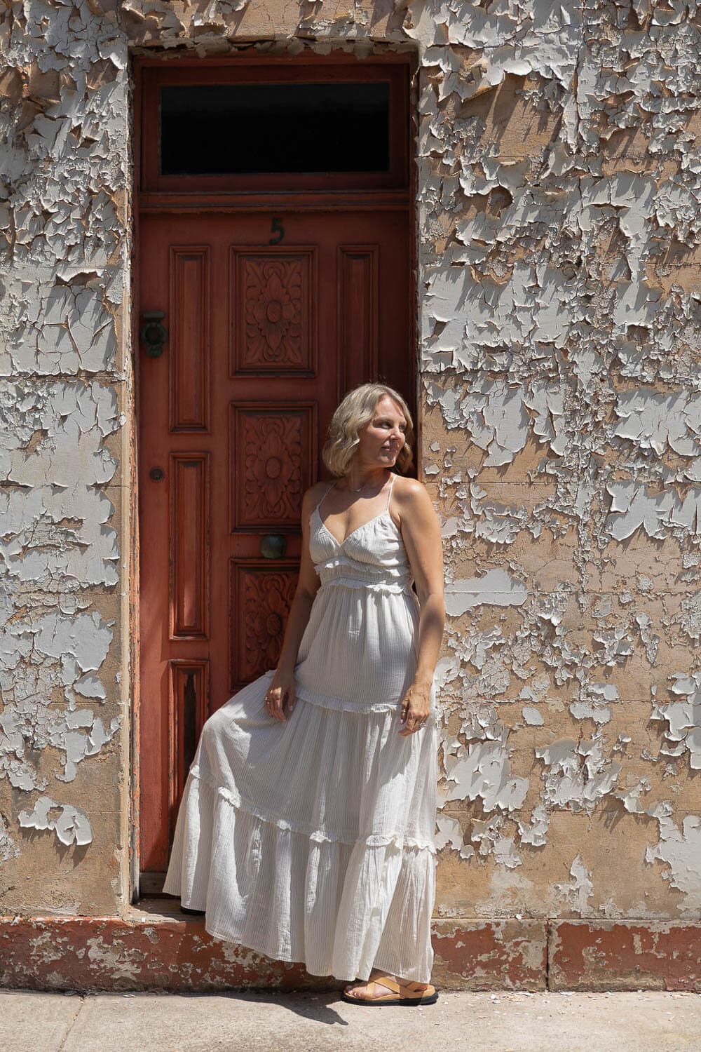 Nerissa Duncan photographed in a doorway in Sydney